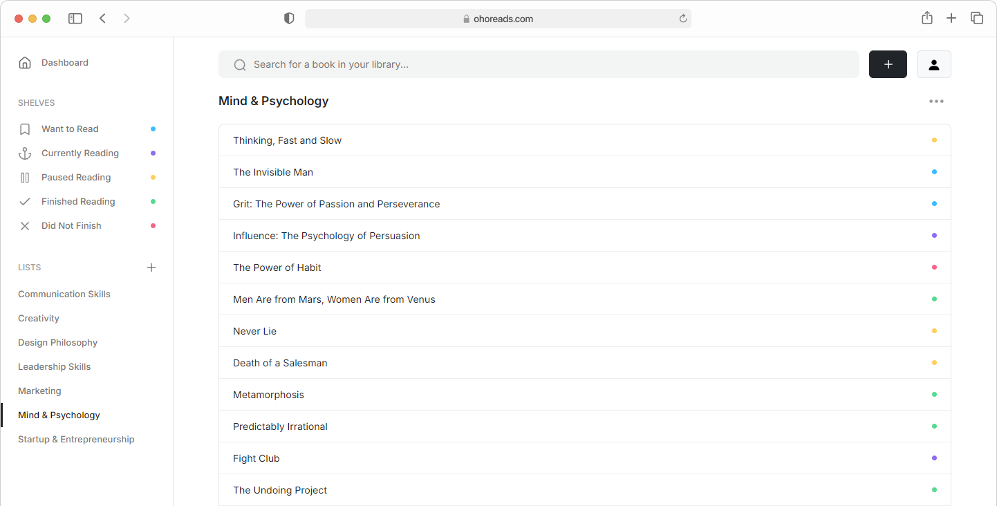 list screenshot